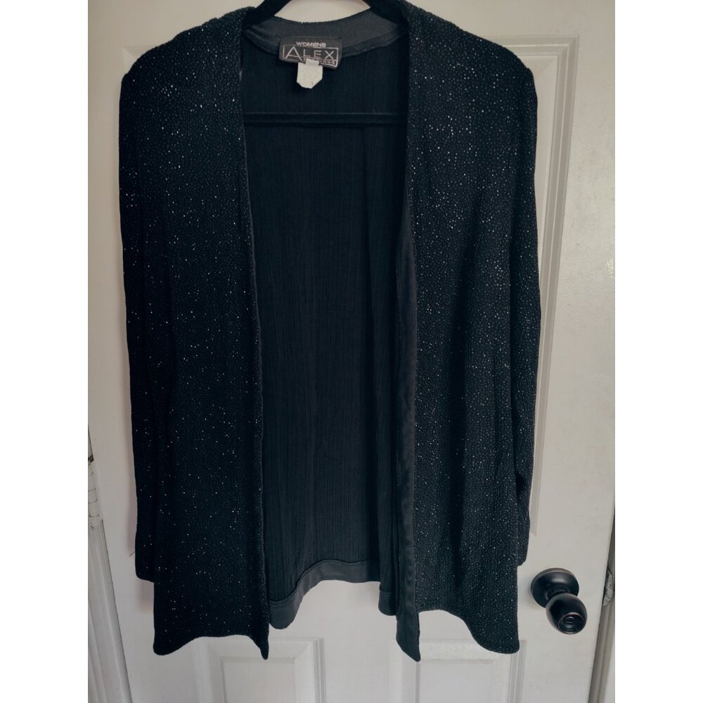 Alex Evenings Women's‎ Black Open Dressy Cardigan Sparkle Formal 16W